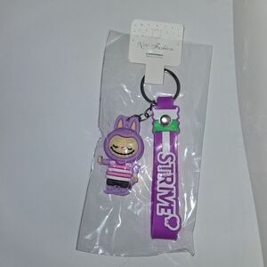 Purple Keychain with Character Charm
